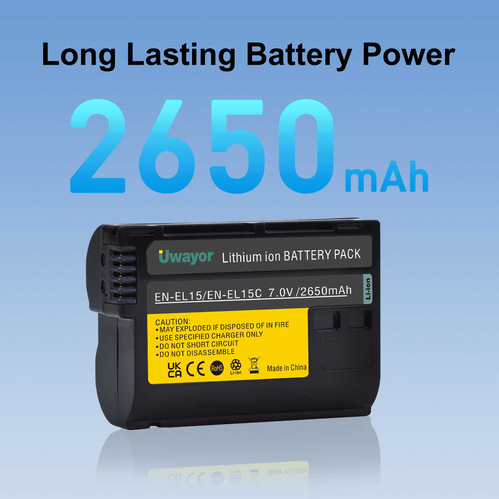 Nikon Camera Z6 Iii - 2650mAh Uwayor ENEL-15/ENEL15Cバッテリー USBデュアルスロット充電器付き Nikon D500