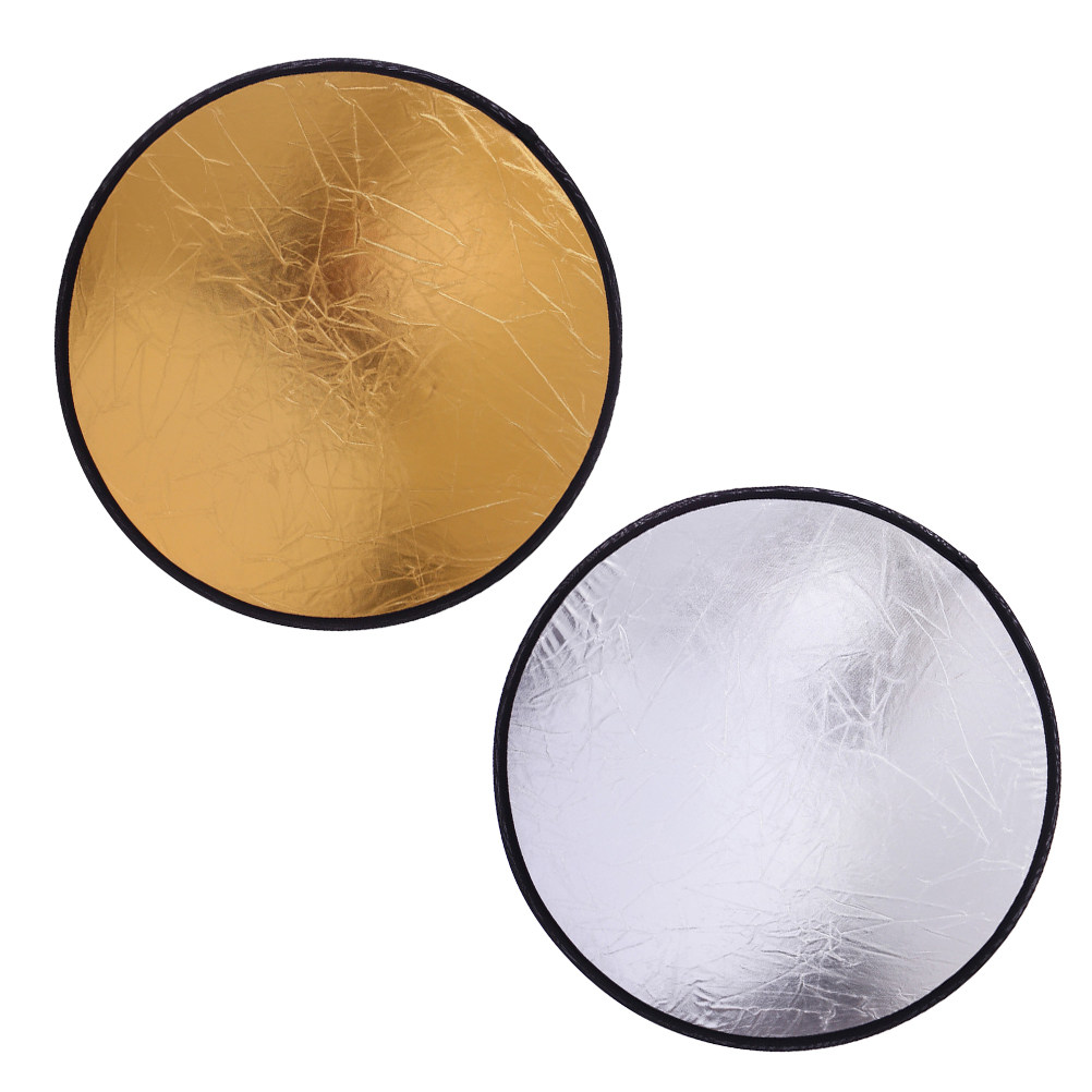 Reflector Disc Silver - 2個セット ポータブル写真用リフレクター ゴールドシルバー 2 in 1