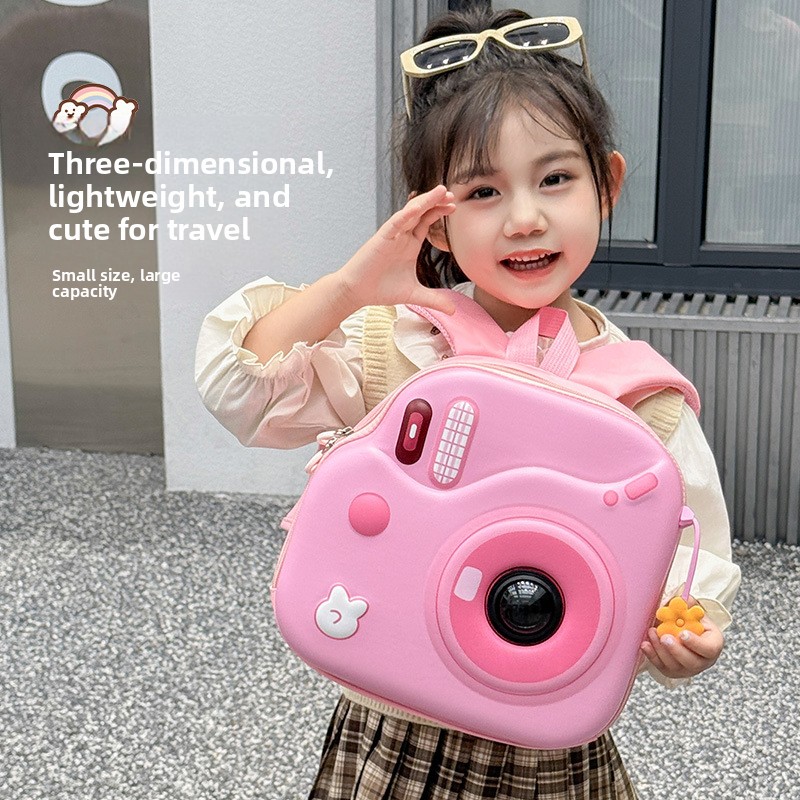 Photography Lighting Bag - 2026年新作のかわいい子供用カメラバックパック、幼稚園バッグ、LED点滅ライト付き、卵殻デザインのおしゃれなトラベルバッグ