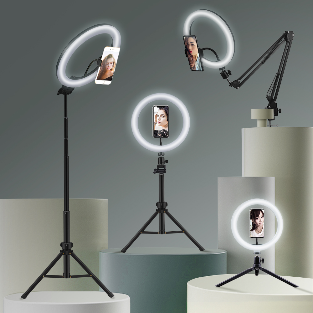 Photography Lighting Tool - Youtube撮影vlog selfie円形リングライトled写真ビデオカメラランプスタジオ照明電話ホルダー