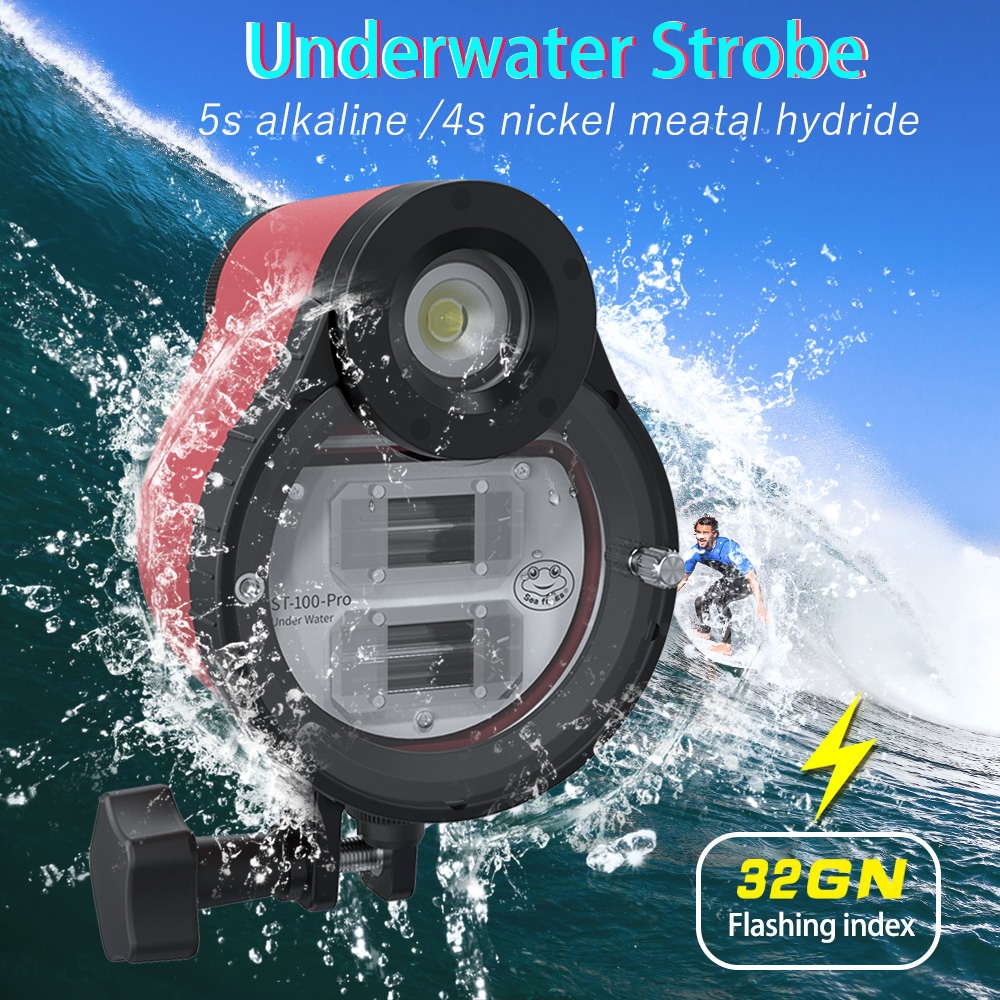 Photography Lighting Brands - 水中写真ストロボ,Seafrogs-ST-100プロ,ダイビングフラッシュライト,カメラケース,キヤノン,ソニー,ニコン,富士フイルム,100m, 328フィート