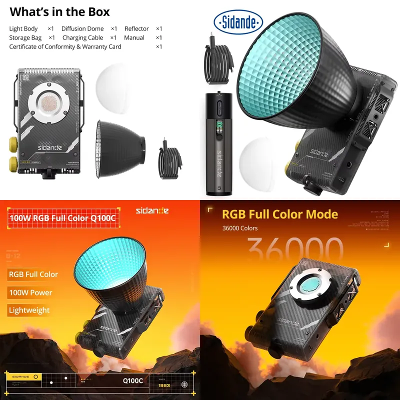 Photography Lighting Brands - Sidande Q100C Q100Lite 光学100WハイパワーRGBフルカラーポータブルプロフェッショナル写真撮影用フィルライト