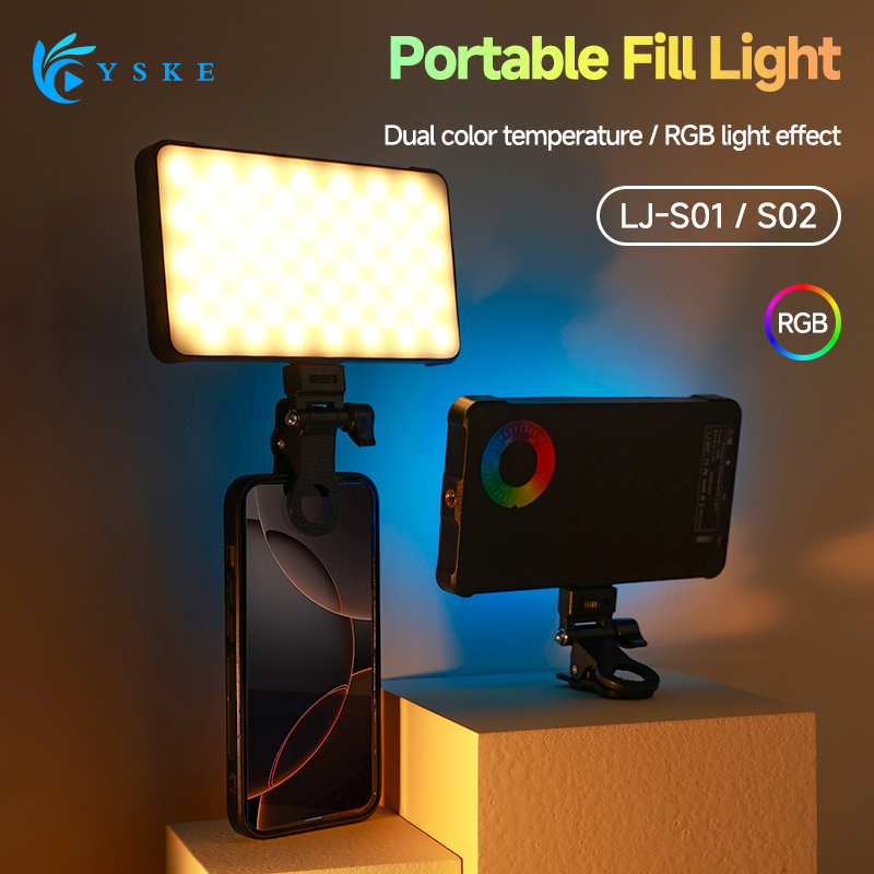 Photography Lighting Tool - RGB LEDビデオライト、ストレートポケット撮影用照明クリップ（スマホ、iPhone、iPad、ノートパソコン、カメラ対応） - Vlog、ライブ配信用