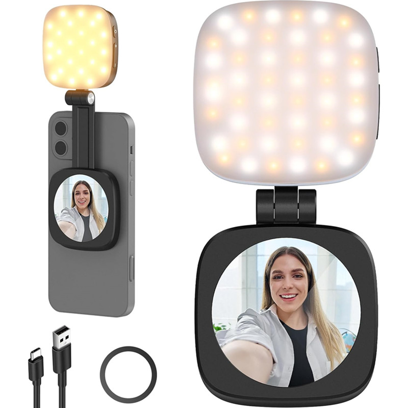 Photography Lighting Brands - Magsafe対応 iPhone用 2in1 折りたたみ式 マグネット式 スマホ自撮りライト