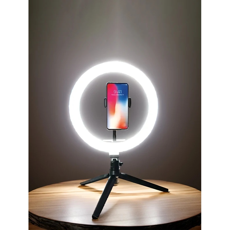 Photography Lighting Styles - Desiontal 26cmリングライト、三脚スタンド付き、写真撮影とビデオ用のRGBポケットフィルライト。 ワンクリックで色を選択できる機能