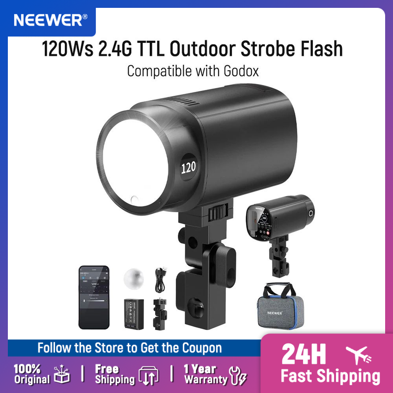 Portable Strobe Monolight - NEEWER Q120 120Ws 2.4G TTL屋外ストロボフラッシュ、Godox 1/8000s