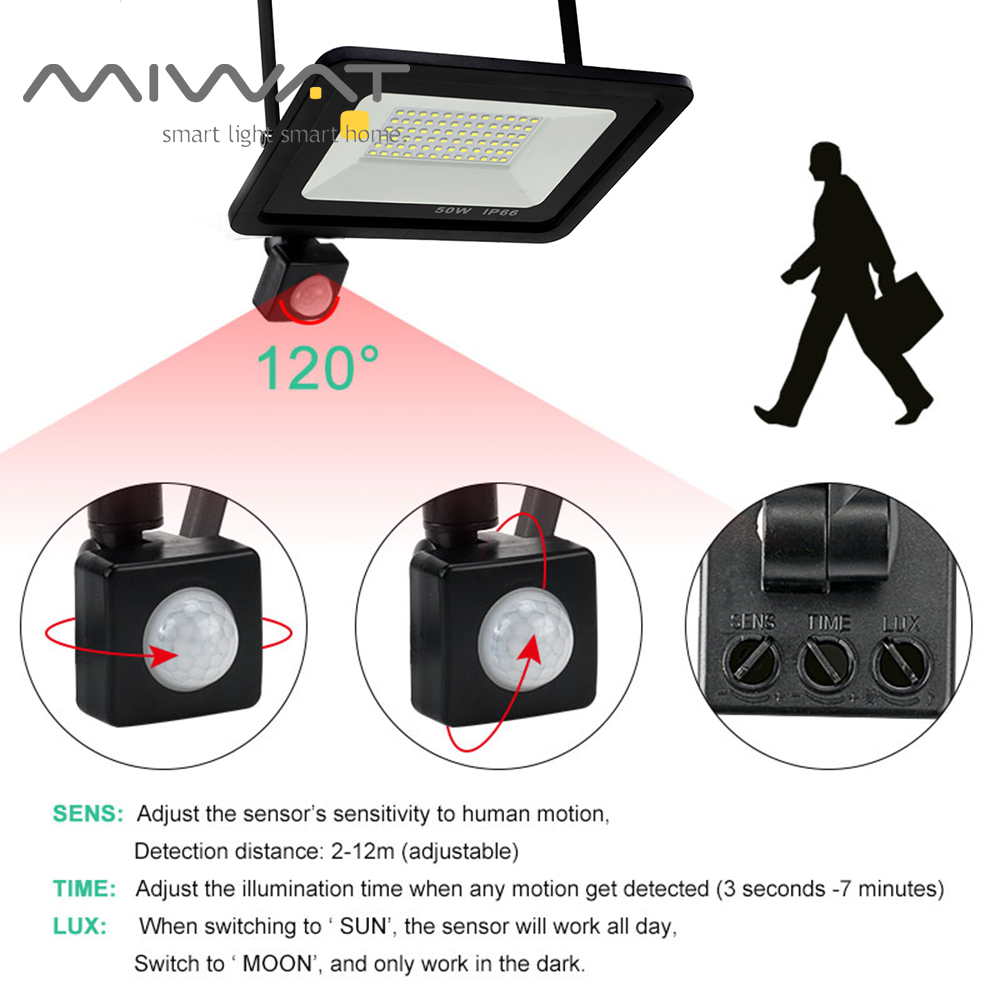 Photography Lighting Uk - PIR モーションセンサー LED フラッドライト屋外防水スポットライト 100 ワット