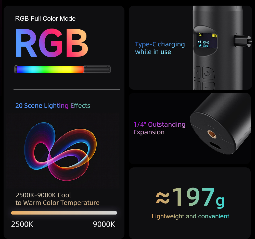 LUXCEO P300 RGBチューブライト 5W 380L - Photography Lighting Styles のレビューと価格