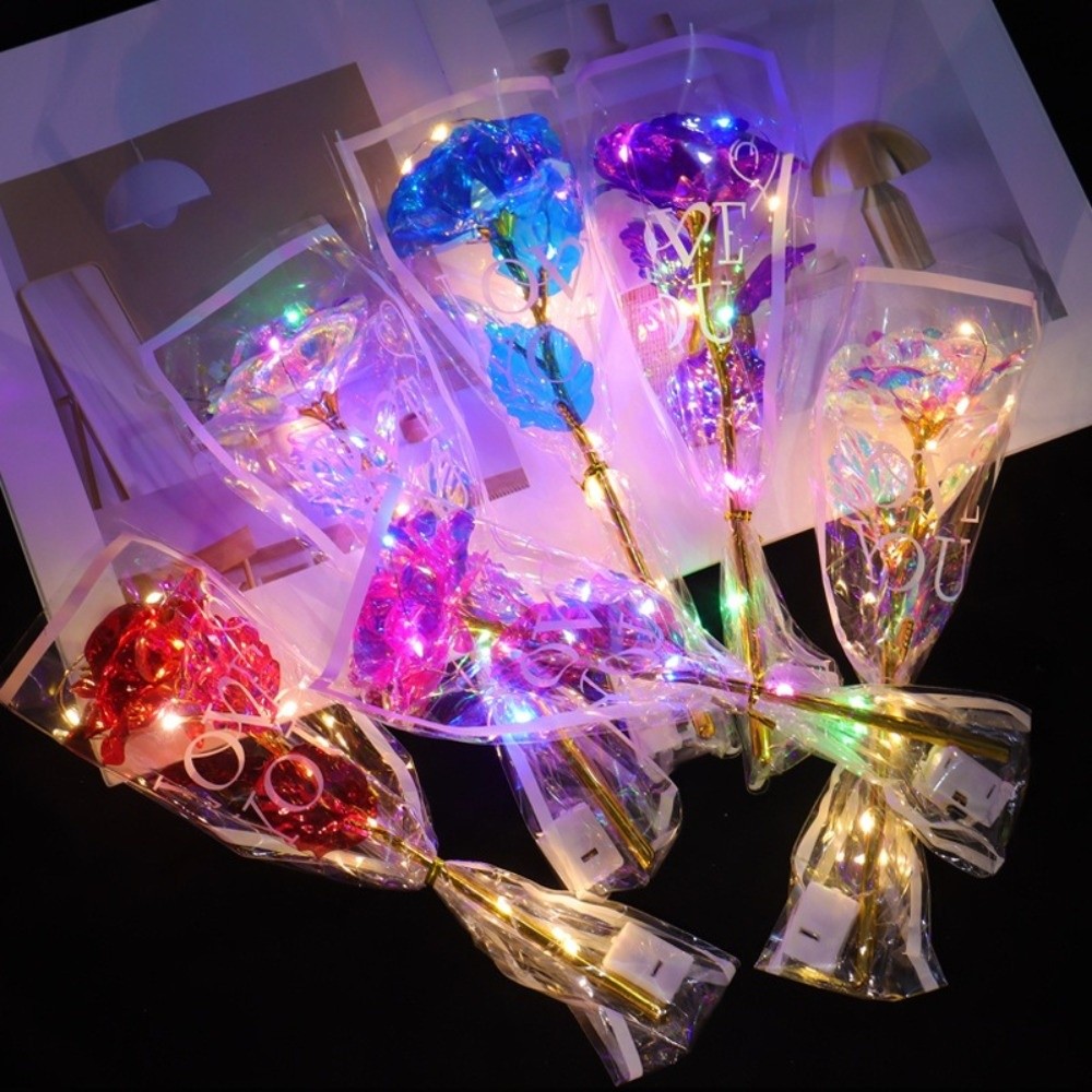 光る金箔のバラの花 カラフルな写真撮影用小道具 模造バラのブ - Photography Lighting Simulation のレビューと価格