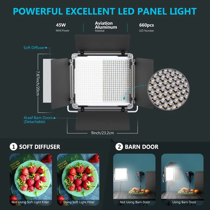 写真撮影用ビデオ照明キット 3200K-5600K CRI  - Photography Lighting Kit Neewer のレビューと価格