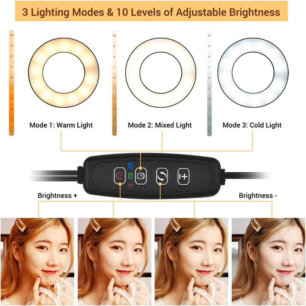 自撮りリングライト付きユニバーサルフレキシブル携帯電話ホルダ - Photography Lighting Tool のレビューと価格