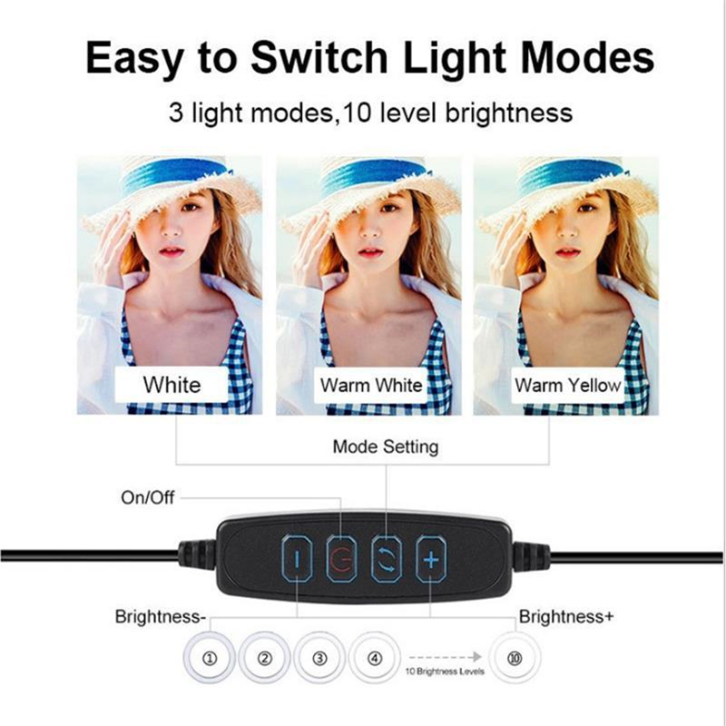 調光可能なLEDリングライト、電話用USB自撮りランプ、ライ - Lighting Glass Photography のレビューと価格