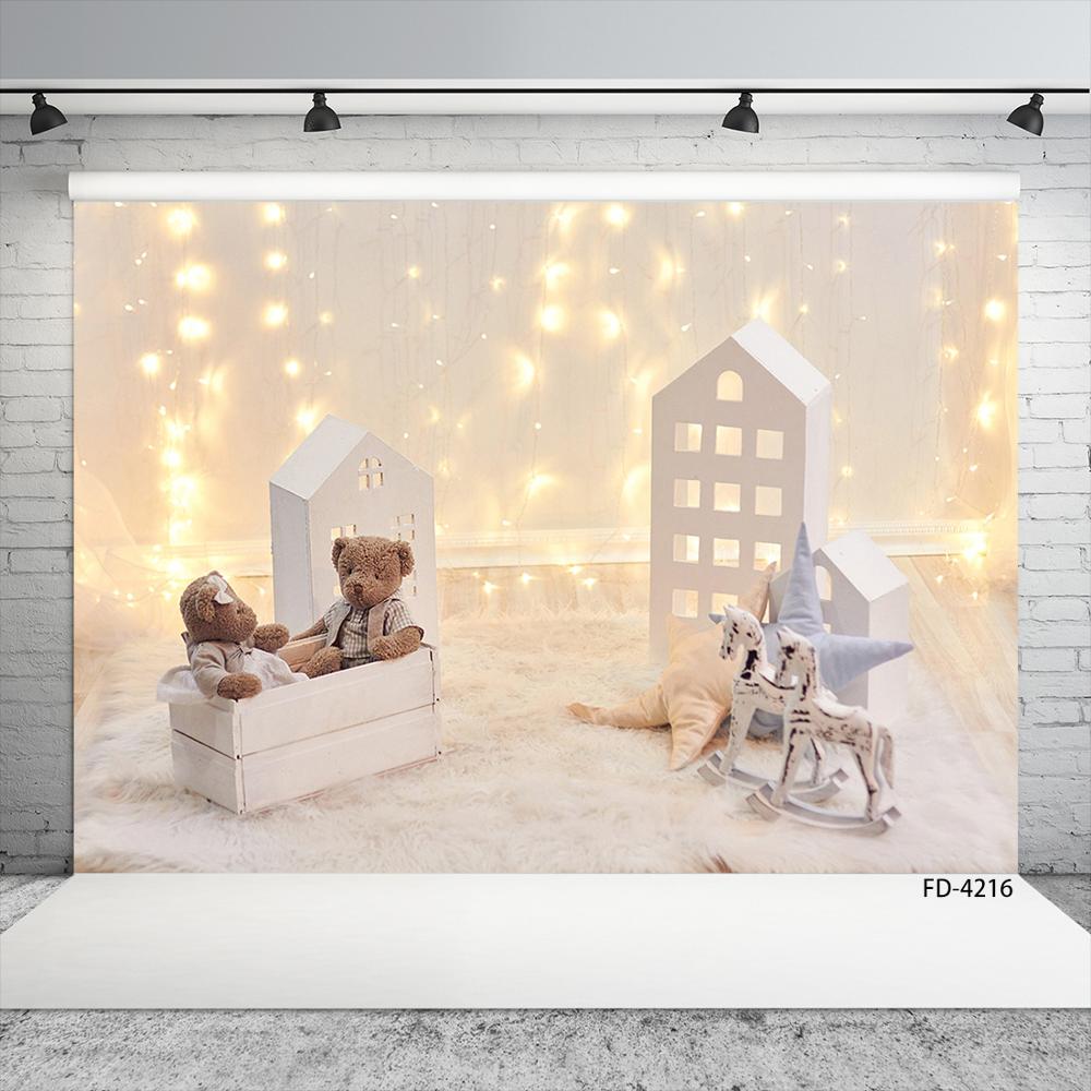 クリスマスライトの文字列のおもちゃクマの馬家撮影の背景の赤ち - Photography Lighting Portrait のレビューと価格