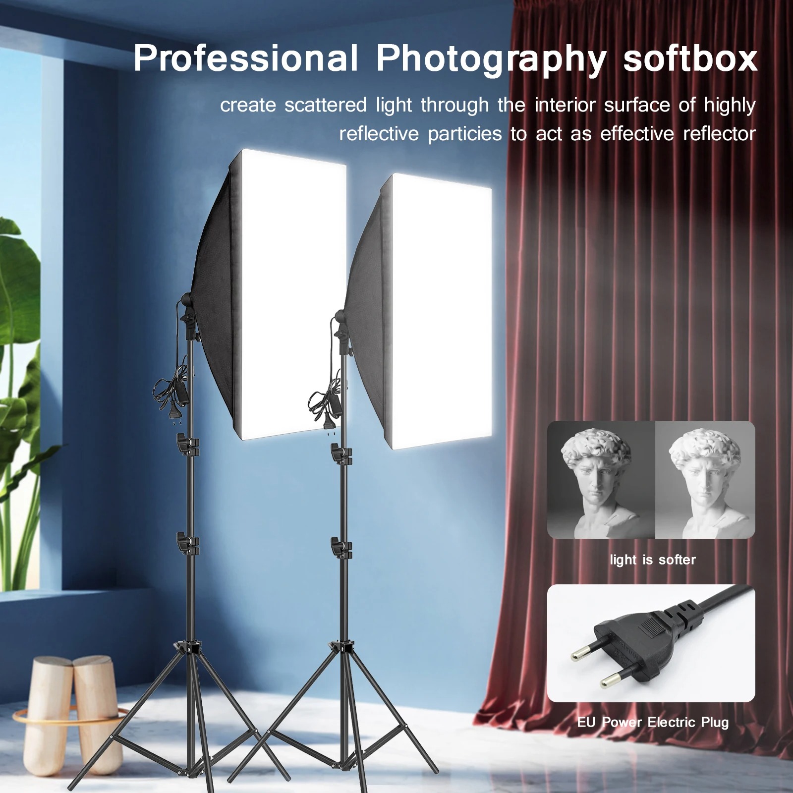 プロ写真撮影用ソフトボックス照明、三脚付きソフトボックス、E - Photography Lighting Diffuser のレビューと価格
