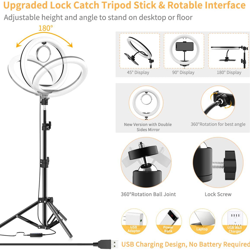 ビデオライト 16/26/33cm セルフィーリングLEDラ - Photography Lighting Tool のレビューと価格