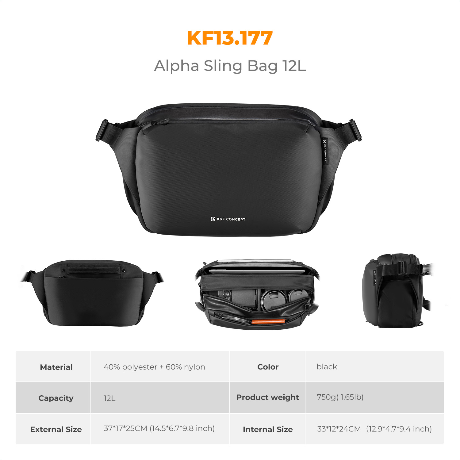 K&F CONCEPT 12L/10L カメラスリングバッグ - Photography Lighting Bag のレビューと価格
