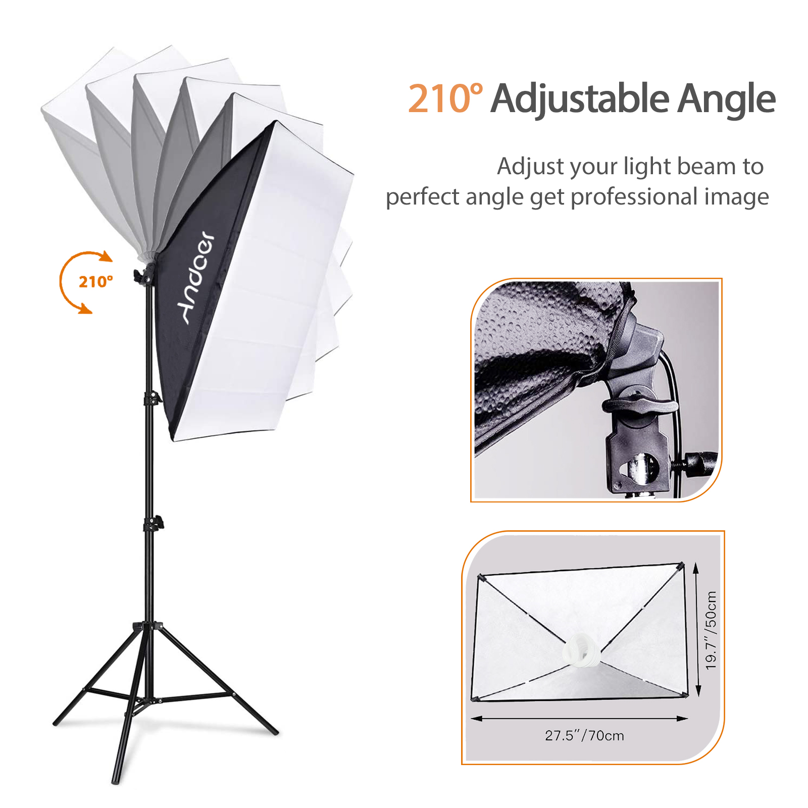 Ander Studio写真ライトキット、ソフトボックス照明 - Photography Lighting Portrait のレビューと価格