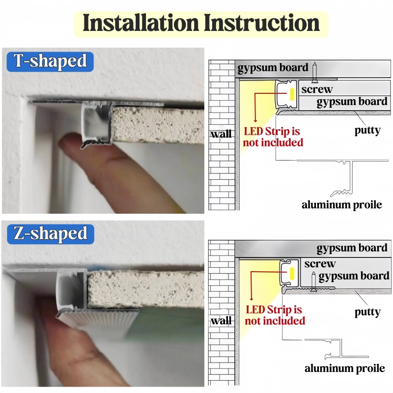 T字型／Z字型隠蔽式隙間用LEDアルミプロファイル、超狭幅天 - Diffusion Material Roll のレビューと価格