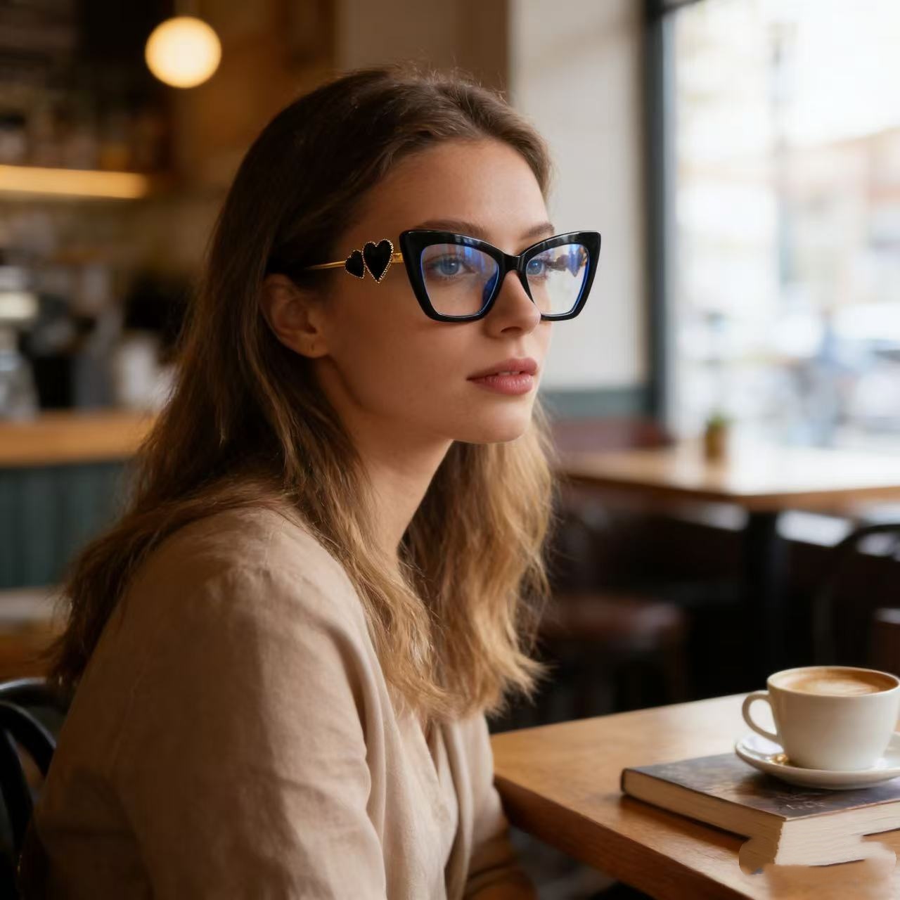 女性のためのファッションメガネ、フラットミラーキャットアイグ - Lighting Glass Photography のレビューと価格