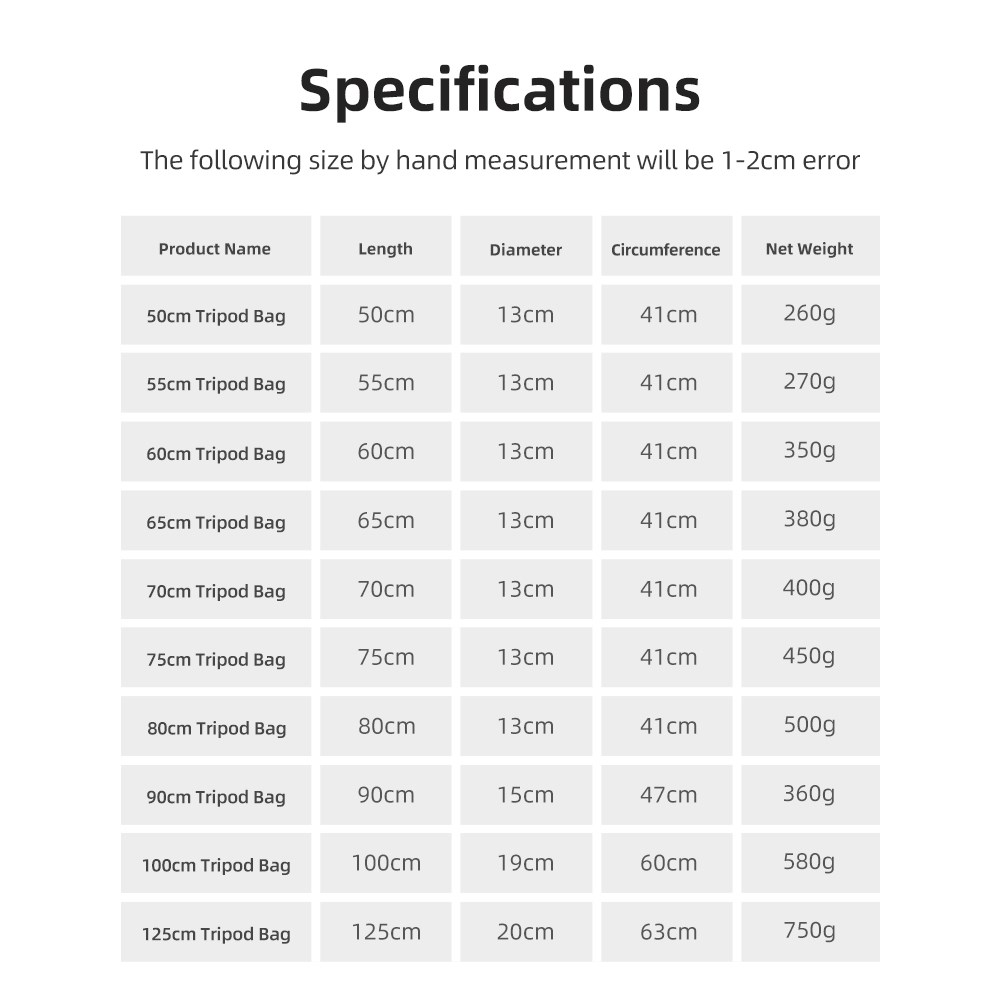 55/60/65/70/75/80/100/125 センチメ - Photography Lighting Bag のレビューと価格