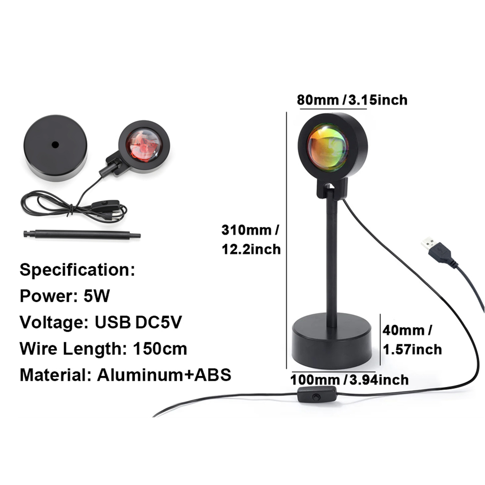 サンセットプロジェクター LEDライト USB電源 レインボ - Lighting Glass Photography のレビューと価格