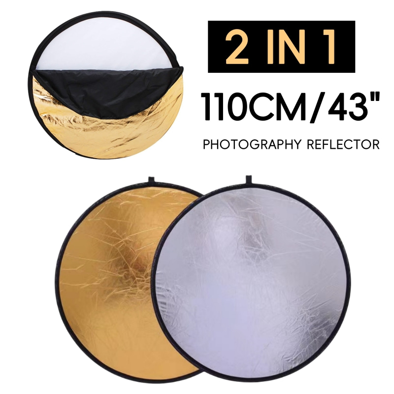 110cm写真撮影用ミニリフレクター 2 in 1 折りたた - Reflector Disc Silver のレビューと価格