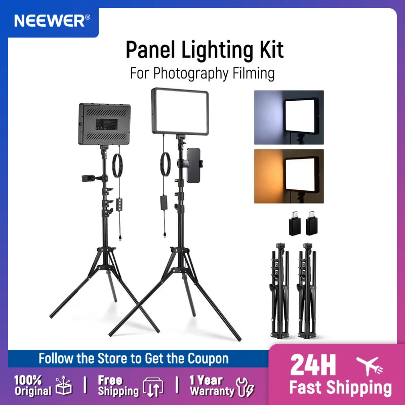 NEEWER BASICS 2個パック LEDビデオライトパ - Photography Lighting Kit Neewer のレビューと価格